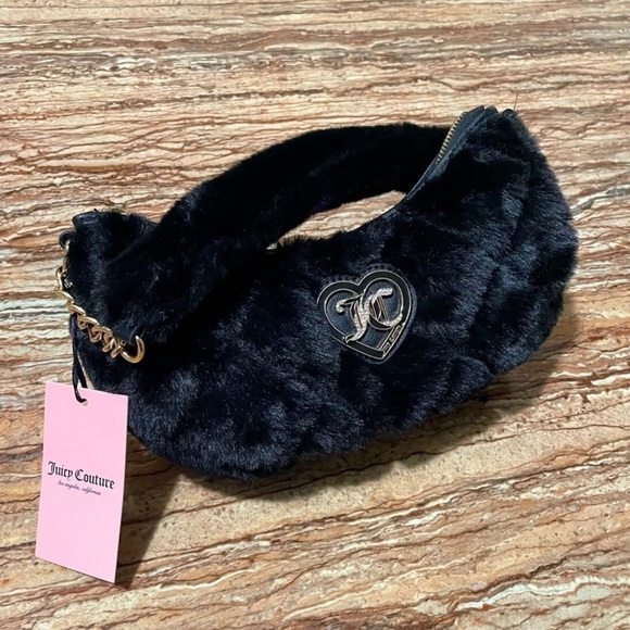 Juicy Couture Handbags - Juicy Couture Black Faux Fur Mini Bag